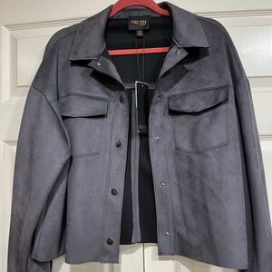 Truth by Republic Women's Gray Faux Suede Button Up Jacket Size Medium, NWT